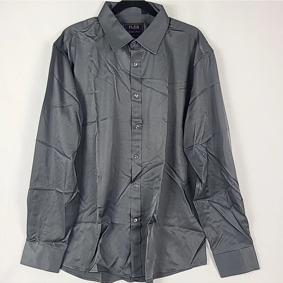 NEW Men's Flex Luxury Collection Designed in Italy Long Sleeve GreyShirt Sz XL - Picture 1 of 8